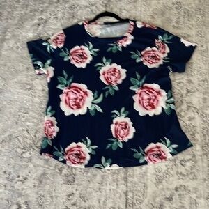 Flower Tshirt /T Shirts For Women / Gifts For Her/ Floral Tshirt/navy blue